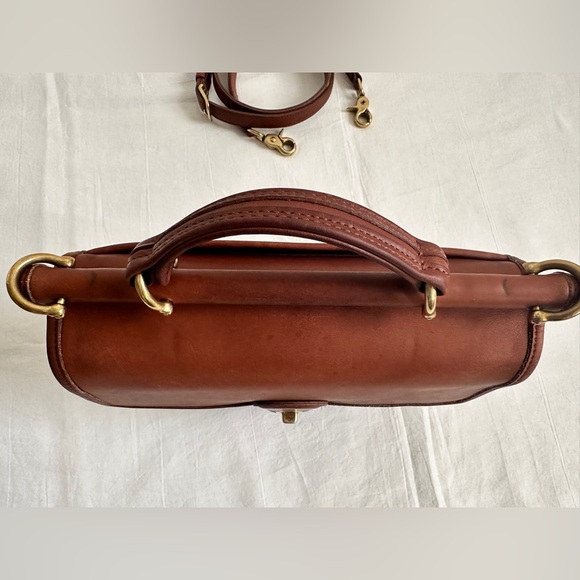 Coach Willis British Tan Leather Turnlock Flap Satchel Crossbody Bag 9927 - VTG - Picture 11 of 13